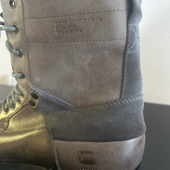 G-Star Grey Leather Boots - Picture 4 of 6